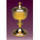 Brass communion ciborium, gold-plated