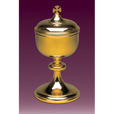 Brass ciborium, gold-plated