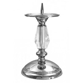 CHROME-PLATED BRASS CANDLEHOLDER WITH CRYSTAL