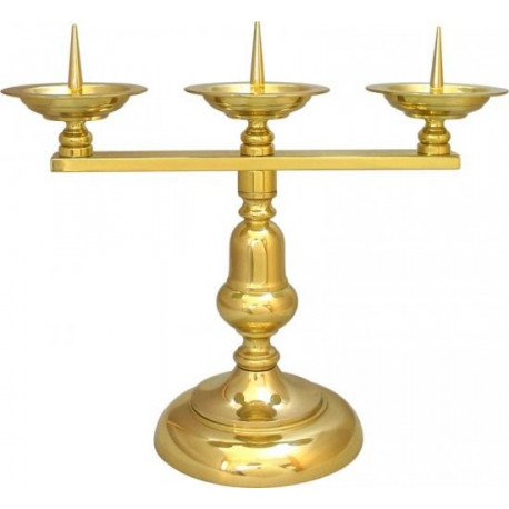 THREE ARM BRASS CANDLEHOLDER