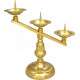 BRASS THREE-ARMED SLANTED CANDLEHOLDER