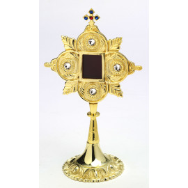 Gemstone reliquary, gold-plated - 25 cm (9.8 inches)