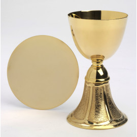 Chalice + paten, gold-plated - 18.5 cm (7.3 inches)
