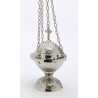 Nickel-plated brass thurible 18 cm (7.1 inches) high