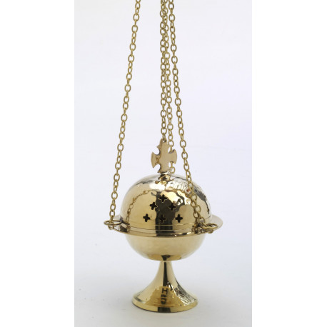 Brass thurible, gold color - 15 cm (5.9 inches)