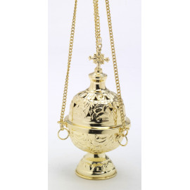 Brass thurible, gold-plated, decorated - 18 cm (7.1 inches)