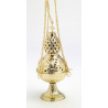 Brass thurible, gold-plated, decorated with cross- 26 cm (10.2 inches)