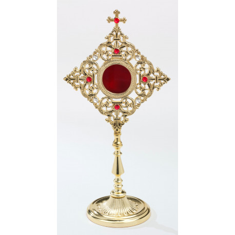 Reliquary - 32 cm (12.6 inches), with precious stones, gold-plated