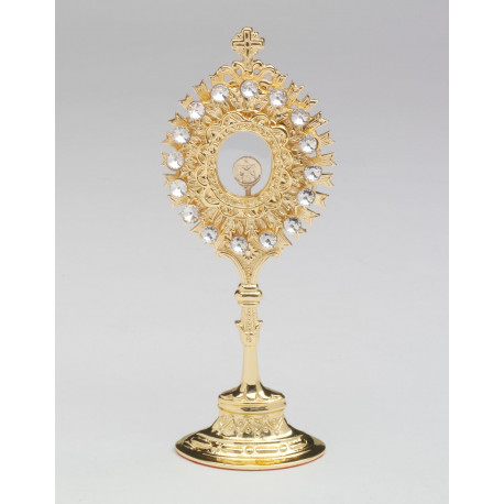Reliquary - 20 cm (7.9 inches) with gemstones, gold-plated