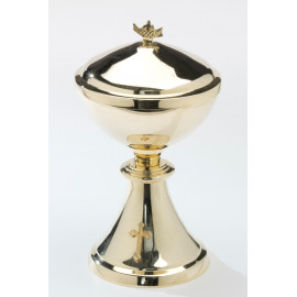 Gold-plated ciborium with a cross