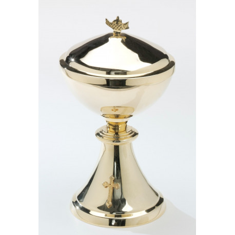 Gold-plated ciborium with a cross