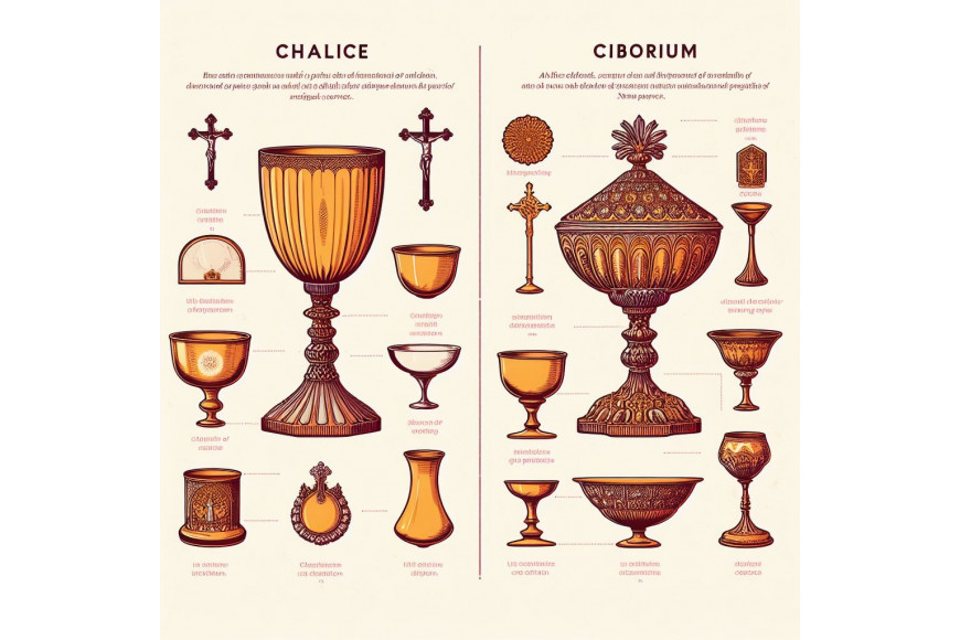What is the difference between a chalice and a ciborium?