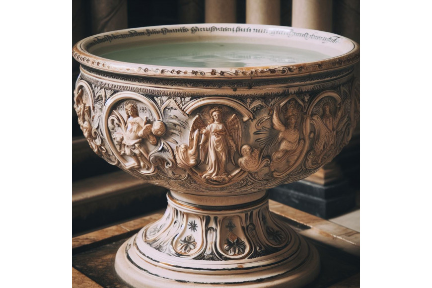 What is the holy water font called?